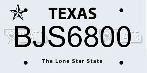 BJS6800 Texas License Plate