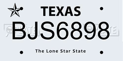 BJS6898 Texas License Plate