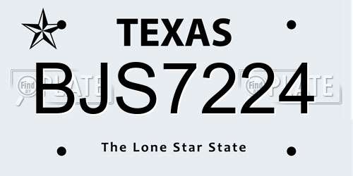 BJS7224 Texas License Plate