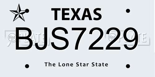 BJS7229 Texas License Plate