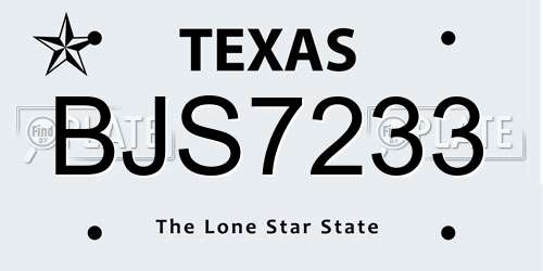 BJS7233 Texas License Plate