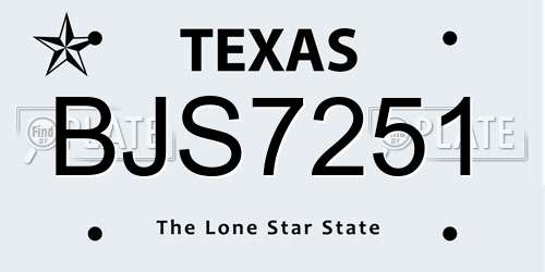 BJS7251 Texas License Plate