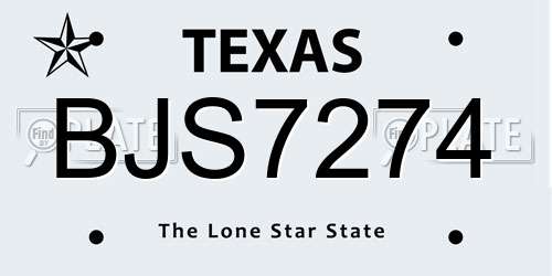 BJS7274 Texas License Plate