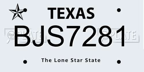 BJS7281 Texas License Plate