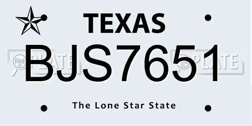 BJS7651 Texas License Plate