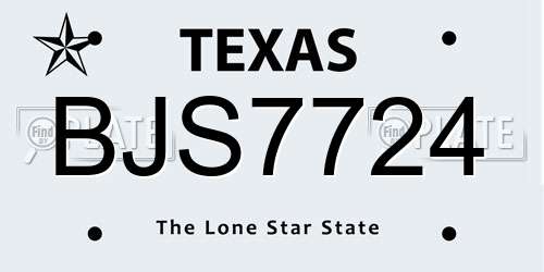 BJS7724 Texas License Plate