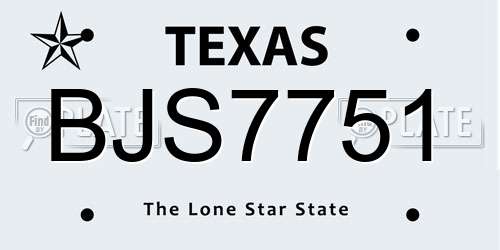 BJS7751 Texas License Plate