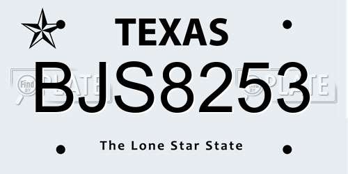 BJS8253 Texas License Plate