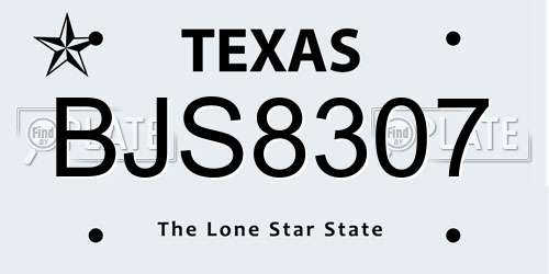 BJS8307 Texas License Plate