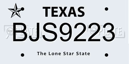 BJS9223 Texas License Plate