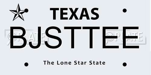 BJSTTEE Texas License Plate
