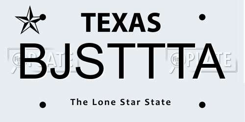 BJSTTTA Texas License Plate