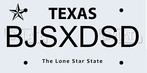 BJSXDSD Texas License Plate