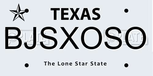 BJSXOSO Texas License Plate