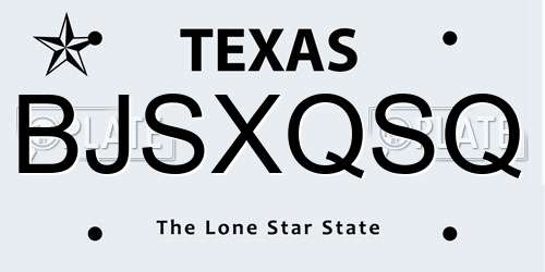 BJSXQSQ Texas License Plate