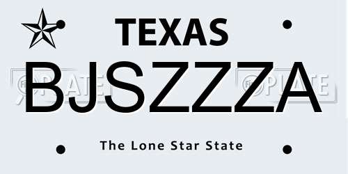 BJSZZZA Texas License Plate