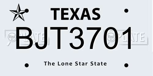 BJT3701 Texas License Plate