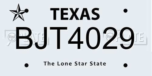 BJT4029 Texas License Plate