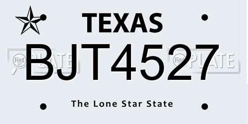 BJT4527 Texas License Plate