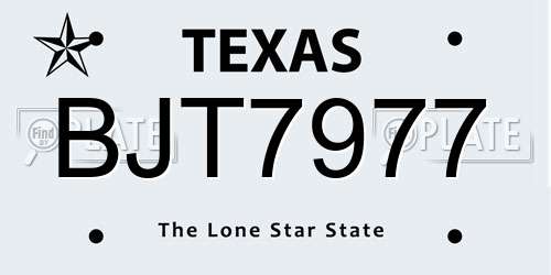 BJT7977 Texas License Plate