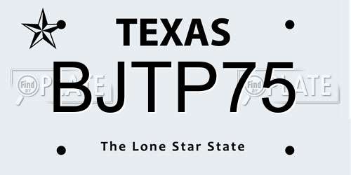 BJTP75 Texas License Plate