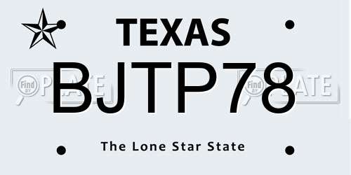 BJTP78 Texas License Plate