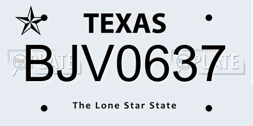 BJV0637 Texas License Plate