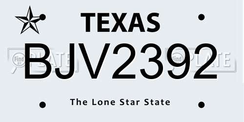 BJV2392 Texas License Plate