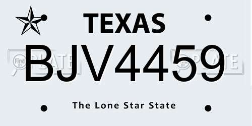 BJV4459 Texas License Plate