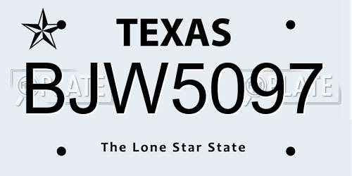 BJW5097 Texas License Plate