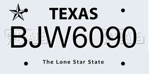 BJW6090 Texas License Plate