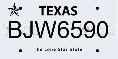 BJW6590 Texas License Plate