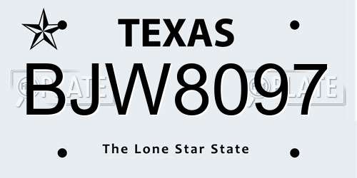 BJW8097 Texas License Plate