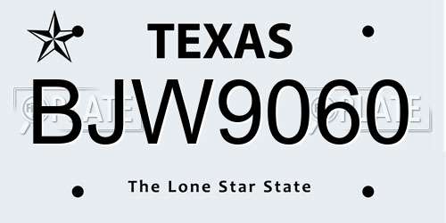 BJW9060 Texas License Plate
