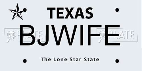 BJWIFE Texas License Plate