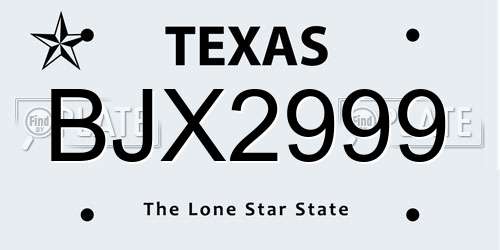 BJX2999 Texas License Plate