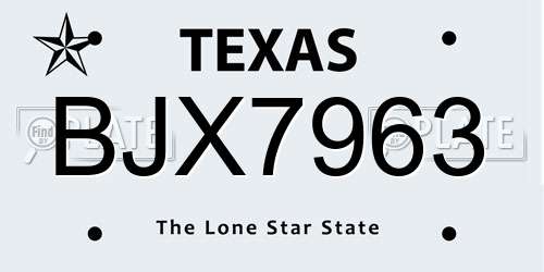 BJX7963 Texas License Plate