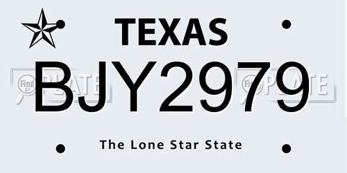 BJY2979 Texas License Plate