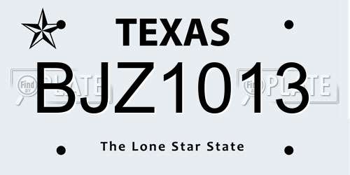 BJZ1013 Texas License Plate