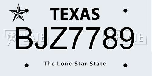 BJZ7789 Texas License Plate