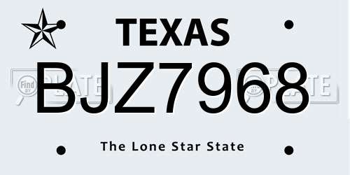 BJZ7968 Texas License Plate