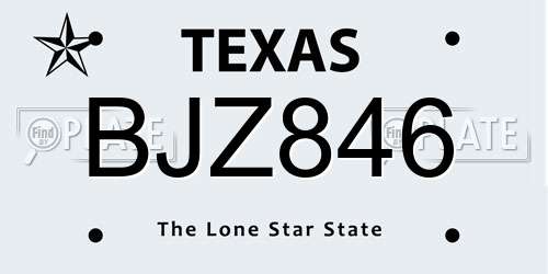BJZ846 Texas License Plate