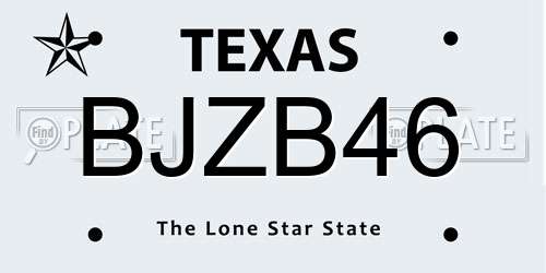 BJZB46 Texas License Plate