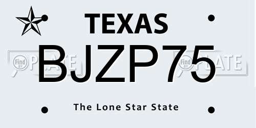 BJZP75 Texas License Plate