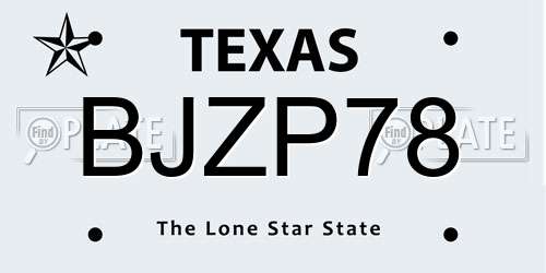 BJZP78 Texas License Plate