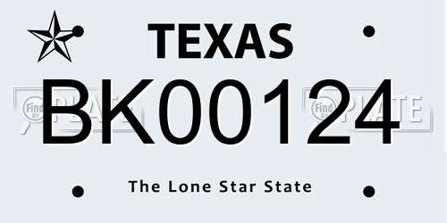 BK00124 Texas License Plate