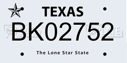BK02752 Texas License Plate