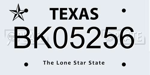 BK05256 Texas License Plate