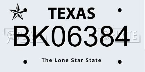 BK06384 Texas License Plate