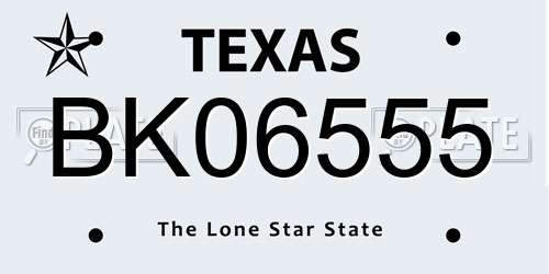 BK06555 Texas License Plate